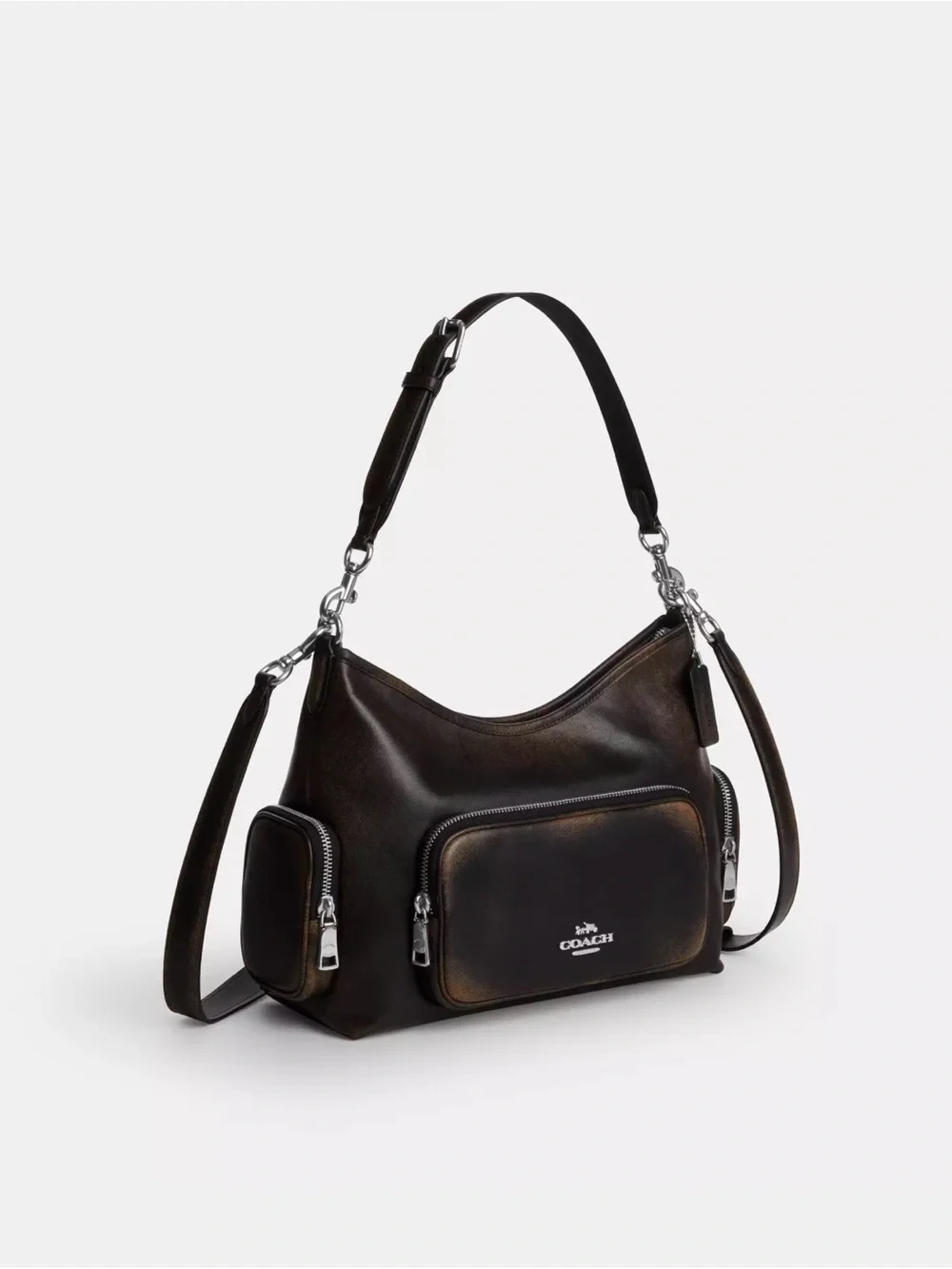 COACH Laurel Shoulder Bag With Pockets In Loved Leather-Large